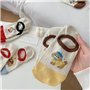 ThiCc Lot de 5 paires de chaussettes invisibles pour femme - Motif chien de dessin animé mignon - Chaussettes avec talon en sili