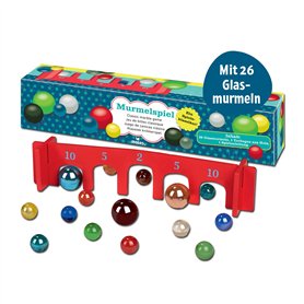 Moses 38064 Jeu de Billes Classique avec 26 Billes en Verre et Une Arche en Bois Multicolore