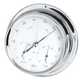 Barigo Station Météo thermomètre baromètre hygromètre chromé 120mm