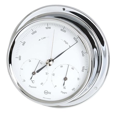 Barigo Station Météo thermomètre baromètre hygromètre chromé 120mm