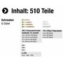Connex B30129 Assortiment de 510 Vis universelles 4 sortes TX avec chevilles adaptées