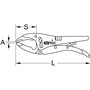 KS TOOLS - 115.1037 - Pince étau à crémaillère bec long 0-85 mm, L.250 mm - Mâchoires dentées acier forgé - Molette de réglage d