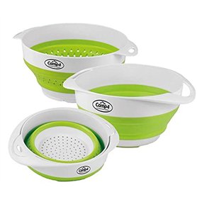 Camp4 Saladier Pliable 2 en 1 en Silicone avec passoire en Silicone Blanc/Citron