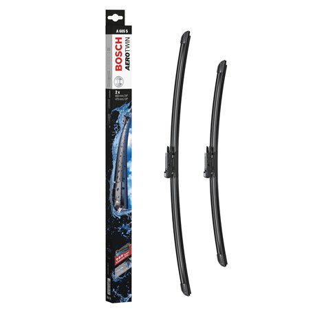 Bosch A605S - Balais d'essuie–glace Aerotwin - Longueur : 600/475 mm - 1 paire de balais avant