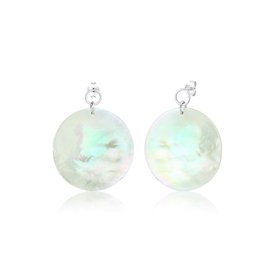 Elli Boucles d'Oreilles Disque de Nacre Boucles d'Oreille Femme - (925/1000) Argent