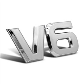 V6 Emblème en métal chromé avec Logo 3D pour Voiture