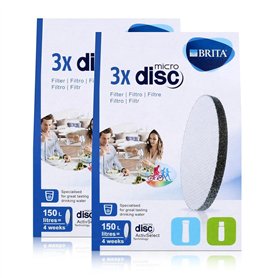 BRITA MicroDisc - Lot de 3 Filtres à Eau Compatibles Avec Bouteilles Fill&Go et Carafes Fill&Serve (Lot de 2)