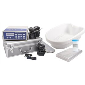 Détox Nettoyant Ion Galvano set en ALUMINIUM Coffre de service électrolyse de pied/bain de pieds. Ensemble complet/set complet a