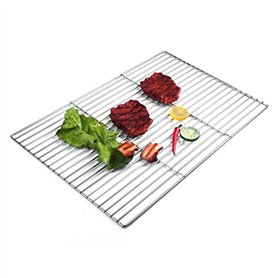 Grille de barbecue carré en acier inoxydable 60 cm x 40 cm 2 poignées