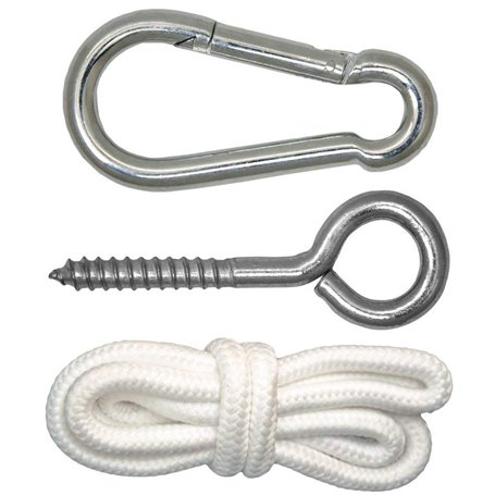 Kit de Fixation pour Fauteuil Suspendu Kit pour accrocher Chaise hamac balancelle à pendre Métal Robuste INCL Corde Mousqueton V