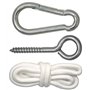 Kit de Fixation pour Fauteuil Suspendu Kit pour accrocher Chaise hamac balancelle à pendre Métal Robuste INCL Corde Mousqueton V