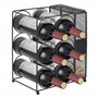 [en.casa] Range-Bouteilles avec 6 Emplacements Casier à Vin à 3 Niveaux Porte-Bouteilles avec Contenant de Bouchons Grillagé Mét