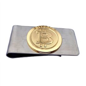 Fa.Wessel Bitcoin Pince à billets en acier inoxydable et partie plaquée or