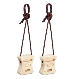 Navaris Prise Escalade - Lot 2X Brique en Bois 15 x 13 x 6 cm avec Corde 200 cm pour entraînement Force Corps Doigt - Traction d