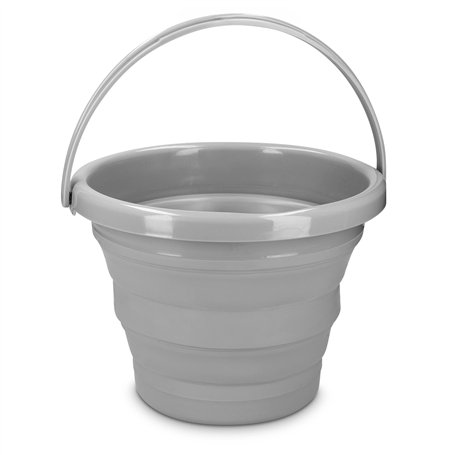 Navaris Seau Pliable 5L - Seau Portatif Usage Intérieur et Extérieur - Rangement Rétractable Idéal pour Camping Pêche Ménage Les