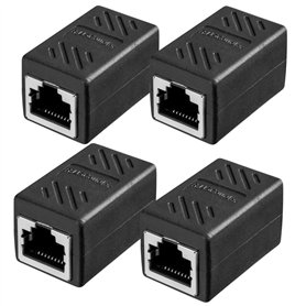 Lot de 4 connecteurs de câble RJ45 - Coupleur RJ45 - Coupleur DSL - Connecteur LAN - Connecteur Ethernet - Câble de raccordement