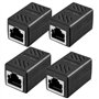 Lot de 4 connecteurs de câble RJ45 - Coupleur RJ45 - Coupleur DSL - Connecteur LAN - Connecteur Ethernet - Câble de raccordement