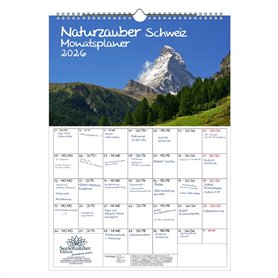 Naturzauber Calendrier suisse 2026 format A3 pour paysage nature