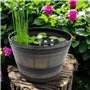 Zuber Bottich Bac à fleurs en plastique aspect tonneau de chêne marron - 44 cm - Mini bassin de jardin - Bac à eau en bois - Déc