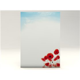 PaperandShine Lot de 20 feuilles de papier à lettre Motif coquelicots 100 g/m²