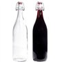 mikken Lot de 2 bouteilles en verre de 1 l avec bouchon mécanique en porcelaine avec étiquettes