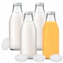 Viva Lot de 4 bouteilles en verre avec 8 couvercles Blanc 1000 ml Avec étiquettes