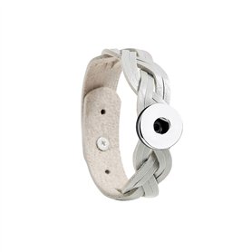 ANDANTE Bracelet en cuir pour boutons à boutons pression 18-22 cm Gris