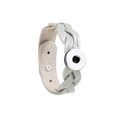 ANDANTE Bracelet en cuir pour boutons à boutons pression 18-22 cm Gris