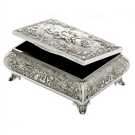 silberkanne Boîte à Bijoux Filigran Rose L 12 cm Plaqué Argent