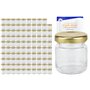 MamboCat Lot de 100 bocaux ronds de 53 ml avec couvercle doré TO 43 avec livret de recettes Diamant Gelierzauber (français non g
