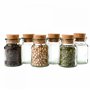 Lot de 6 pots à épices Mambocat - Volume de 150 ml - Pots en verre réutilisables avec bouchon en liège - Verre rond de qualité -