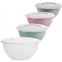 Lot de 4 saladiers en plastique (PP) avec couvercle de 5 l - Sans BPA - Couleur : gris clair