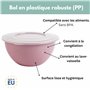 Lot de 4 saladiers en plastique (PP) avec couvercle de 5 l - Sans BPA - Couleur : gris clair, rose pastel, vert et transparent -