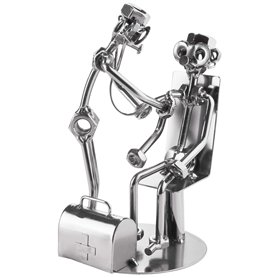 BRUBAKER Homme à Vis Médecin avec Stéthoscope pour Patient - Figure en Fer Fait Main Homme en Métal - Figure en Métal Idée de Ca