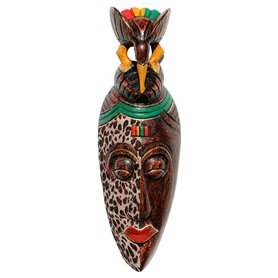 Wogeka - Masque mural Batik ethno de 50 cm - Style africain en bois comme idée cadeau pour décoration d'anniversaire de Noël - s
