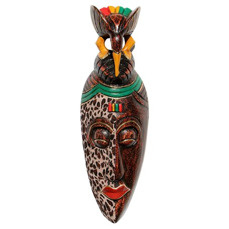 Wogeka - Masque mural Batik ethno de 50 cm - Style africain en bois comme idée cadeau pour décoration d'anniversaire de Noël - s