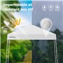 Wiltec Tonnelle de Jardin Pliante étanche – 2,5 x 2,5 x 2,7 m – Couleur Blanche – avec Fermeture Centrale et Cadre Robuste – Ten