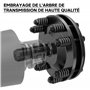 Embrayage de Cardan 6 Dents Raccord Arbre de transmission 1 3/8" Filet Femelle Mâle 1200Nm max. Noir