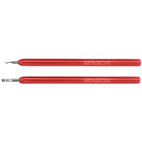 BERGEON 5430 Lot de 2 extracteurs de rouleaux hélicoïdaux en acier finement poli avec poignées en plastique rouge - Convient pou