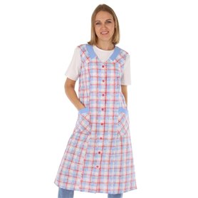Schuerzenfabrik Blouse boutonnée pour femme - En tissu mélangé - À carreaux - Sans manches - Tablier de cuisine