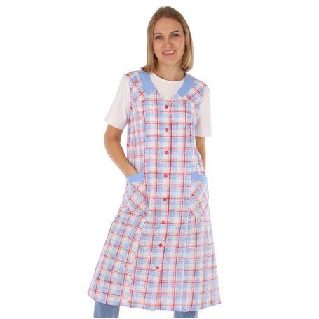 Schuerzenfabrik Blouse boutonnée pour femme - En tissu mélangé - À carreaux - Sans manches - Tablier de cuisine