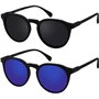 La Optica B.L.M. Lunettes de soleil pour homme et femme UV400 rondes rétro – Couleurs – Lot de 1 ou 2