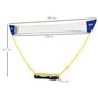 HOMCOM Filet de Badminton avec Support - Filet de Badminton Portable - avec 4 Raquettes de Badminton - pour Sports de Plein air 