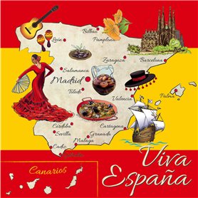 Lot de 20 serviettes Spanish Life - Belles pages espagnoles - Europe - Voyage - Vacances - Bricolage - Découpage - Technique de