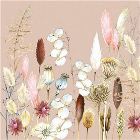 Servietten Blumen Lot de 20 serviettes de table - Mélange d'herbes - Fleurs - Printemps - Été - Décoration de table 33 x 33 cm