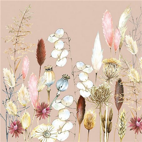 Servietten Blumen Lot de 20 serviettes de table - Mélange d'herbes - Fleurs - Printemps - Été - Décoration de table 33 x 33 cm