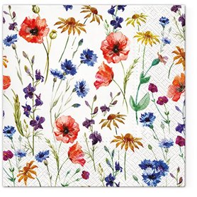 Lot de 20 serviettes en papier avec motif herbes et fleurs 33 x 33 cm
