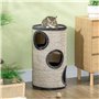 PawHut Tonneau à griffer, Hauteur 70 cm, tonneau de Jeu pour Chats, 3 Niveaux, Arbre à Chat avec 3 cavités, Arbre à Chat, Tour à
