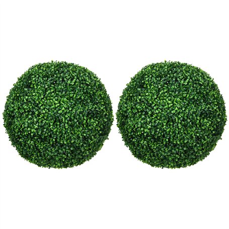 HOMCOM Lot de 2 Boules de buis Artificiel Grand Ø50 cm