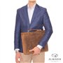 ALMADIH porte documents A4 cuir vachette avec fermeture éclair et poignée + classeur anneaux + bloc notes inclus, marron vintage